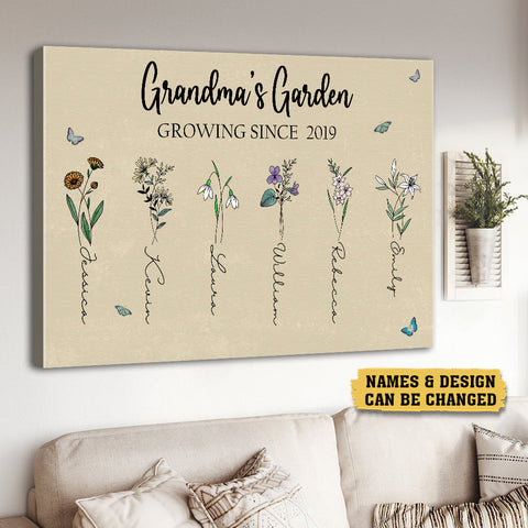 Grandma's Garden Birth Flower - Personalized Poster/Canvas - Best Gift For Grandma