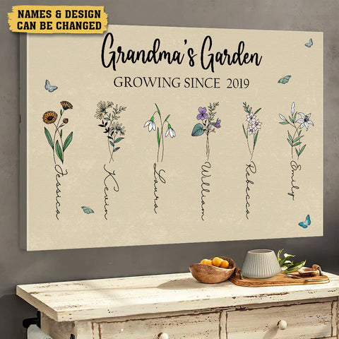 Grandma's Garden Birth Flower - Personalized Poster/Canvas - Best Gift For Grandma