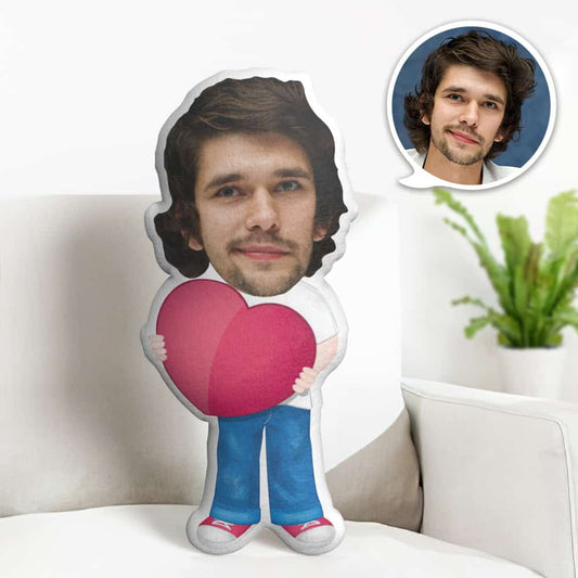 Valentine's Day Gift Custom Face Pillow, Male Holding Love Face Doll, the Best Gift for Lover