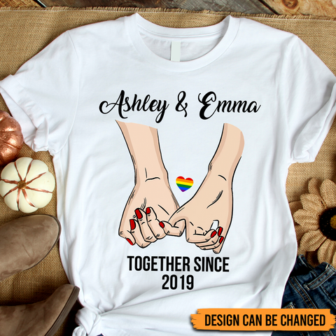 Hand Holding Couple Together Since 2 - Personalized Hoodie/T-Shirt - Best Gift For Couple