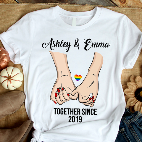 Hand Holding Couple Together Since 2 - Personalized Hoodie/T-Shirt - Best Gift For Couple
