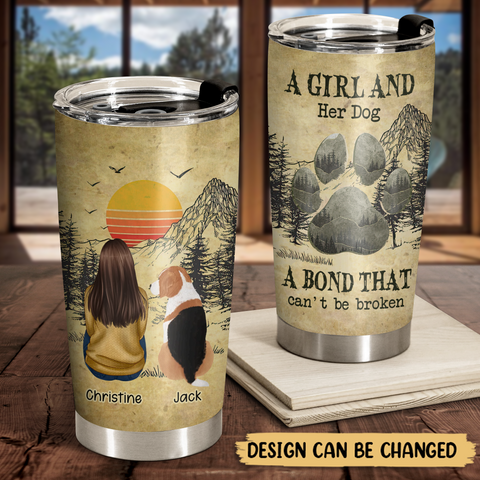 A Girl And Her Dogs - Personalized Tumbler - Best Gift For Family