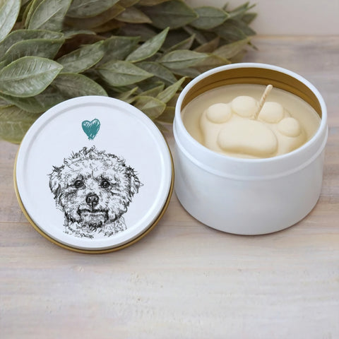 Poodle Paw Print Soy Candle - Dog Lover Gift