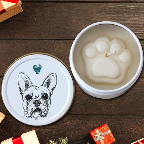 French Bulldog Paw Print Soy Candle - Dog Lover Gift