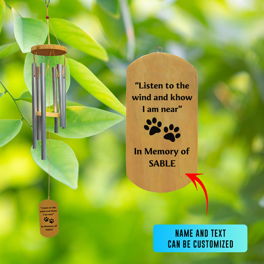 Personalized Pet Loss Wind Chime - Dog Memorial Gift
