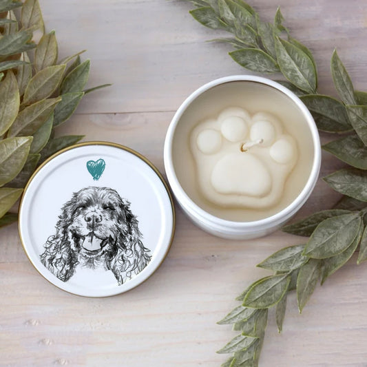 Cocker Spaniel Paw Print Soy Candle - Dog Lover Gift