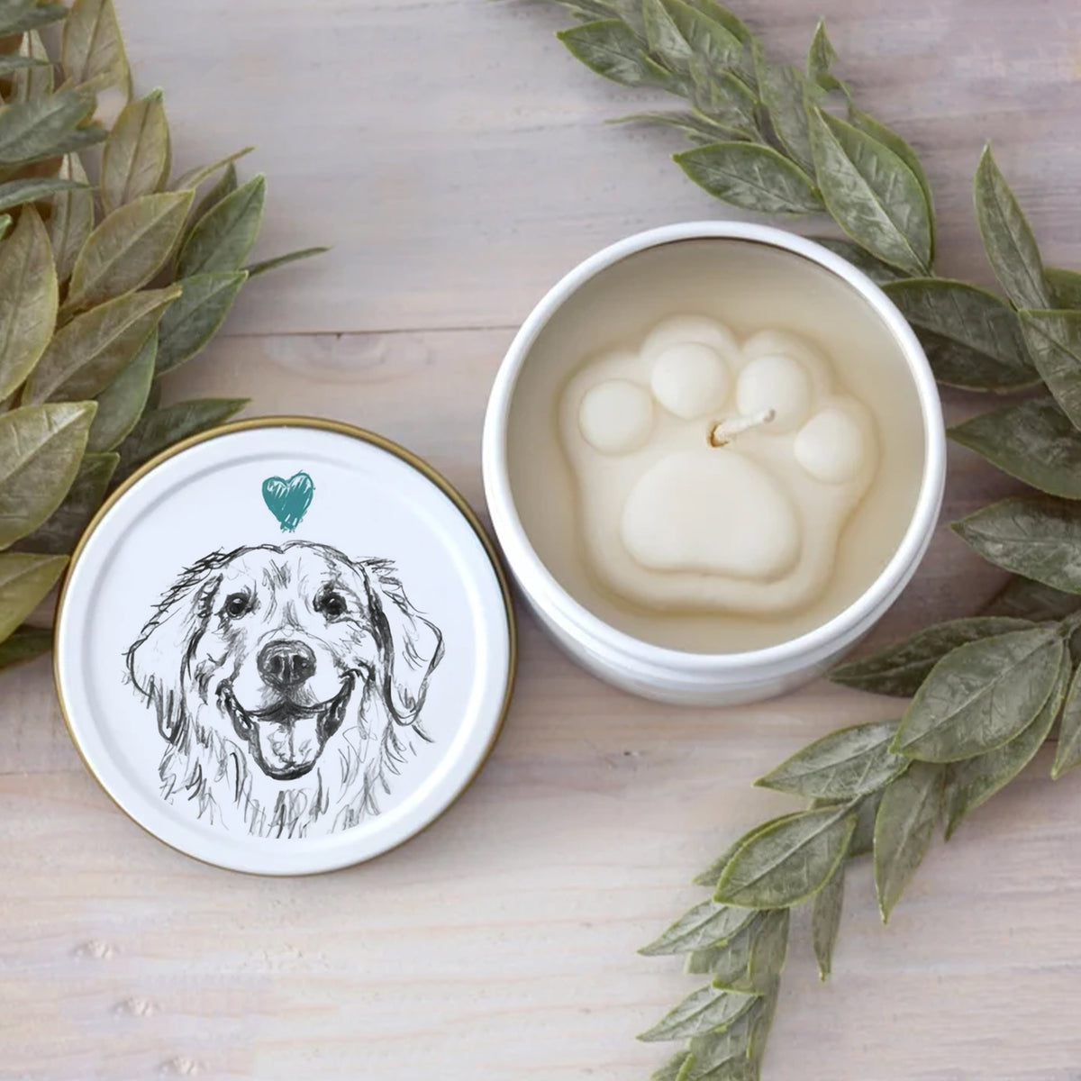 Golden Retriever Paw Print Soy Candle - Dog Lover Gift