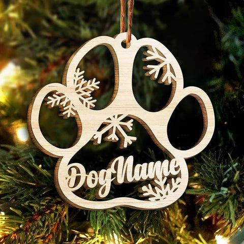 Happy Christmas With Fur Babies - Personalized Paw Ornament (Dog, Cat & Angel Wings) - Customized Decoration Gift.