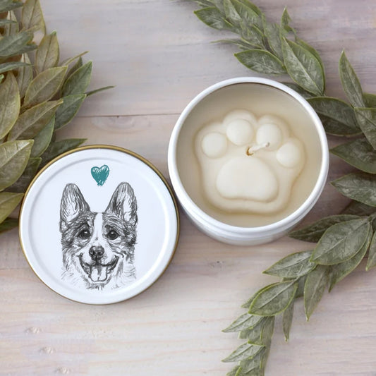 Corgi Paw Print Soy Candle - Dog Lover Gift