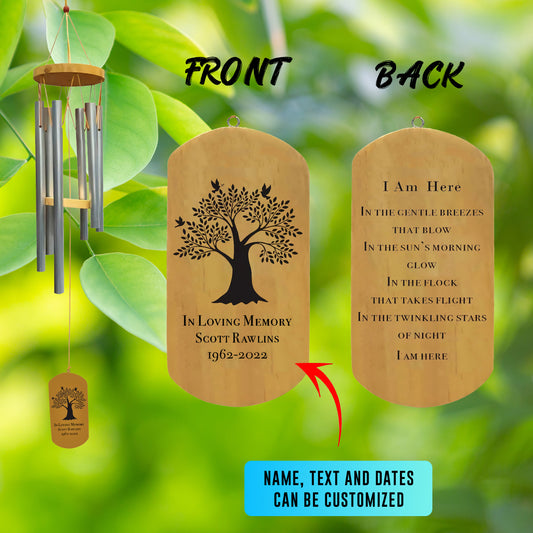 Personalized Memorial Sympathy Wind Chime for Loss of Love one, Bereavement Gift - Memorial Gift