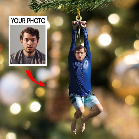 Custom Face Photo Ornament, I Think You Should Leave Zip Line Christmas Ornament, Funny Ornament | ITYSL Ornament