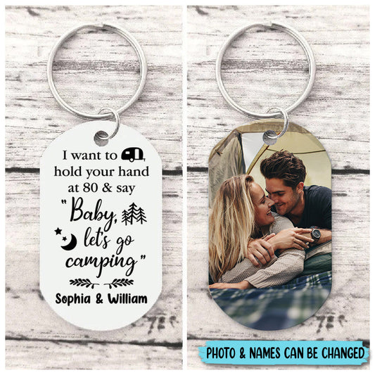 Personalized I Want To Hold Your Hand At 80s Camping Keychain - Gift for Valentine's Day