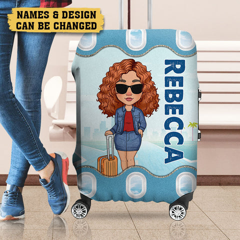 Just A Girl Who Loves Traveling - Personalized Luggage Cover - Best Gift For Summer
