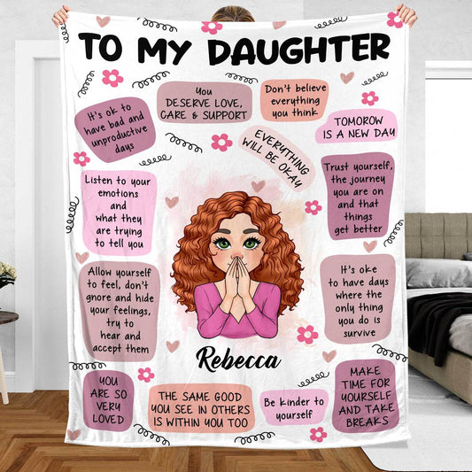 To Daughter/Son Self Care Reminder Affirmations - Personalized Blanket - Best Gift For Daughter, Granddaughter, Son, Grandson