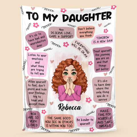 To Daughter/Son Self Care Reminder Affirmations - Personalized Blanket - Best Gift For Daughter, Granddaughter, Son, Grandson
