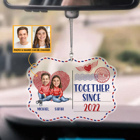 Personalized Together Since - Couple Photo Acrylic Car Ornament