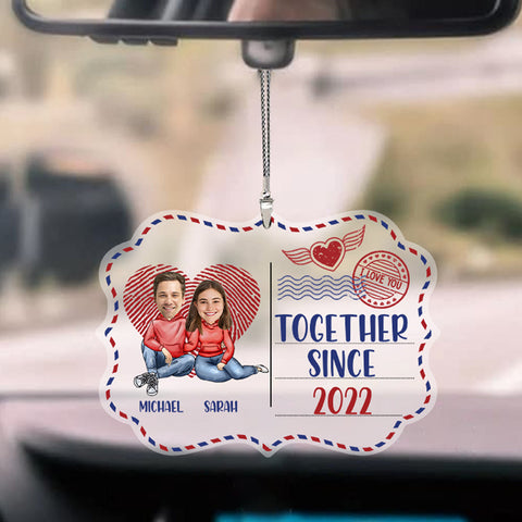 Personalized Together Since - Couple Photo Acrylic Car Ornament