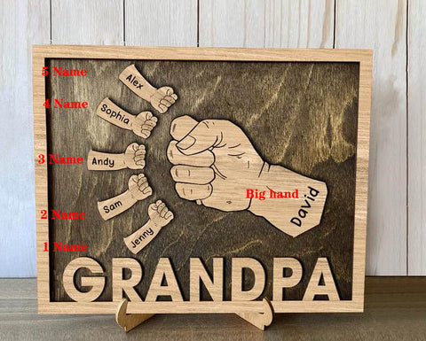 Grandpa Dad And Kids - Personalized Father's Day Sign - Gift For Father's Day