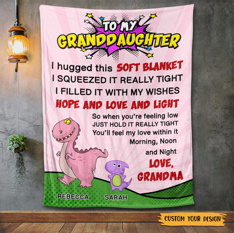 To My Grandson/ To My Granddaughter Dinosaur - Personalized Blanket - Meaningful Gift For Birthday