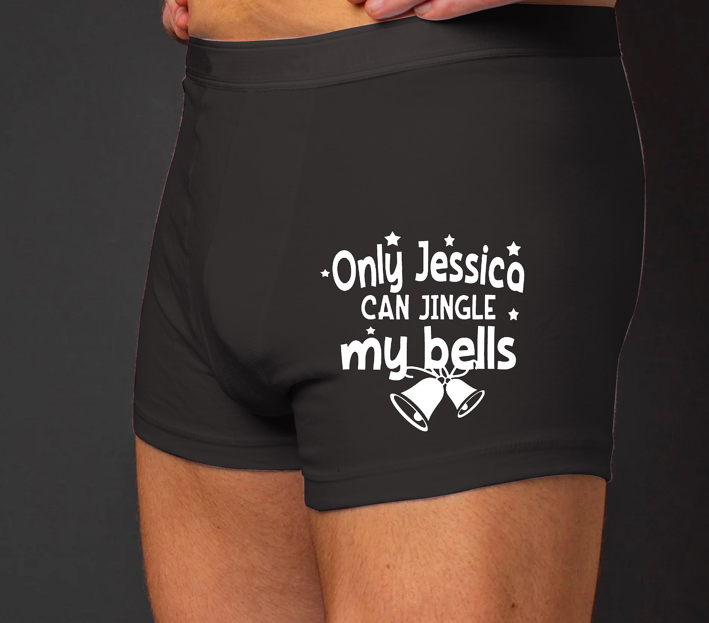 Only She Can Jingle My Bells Boxer, Custom Name Underwear For Men - gifts  for him unique, stocking fillers for boyfriend, secret santa funny,  stocking fillers men, Husband Present, Fun Gift for