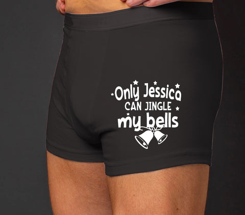 Only She Can Jingle My Bells Boxer, Custom Name Underwear For Men