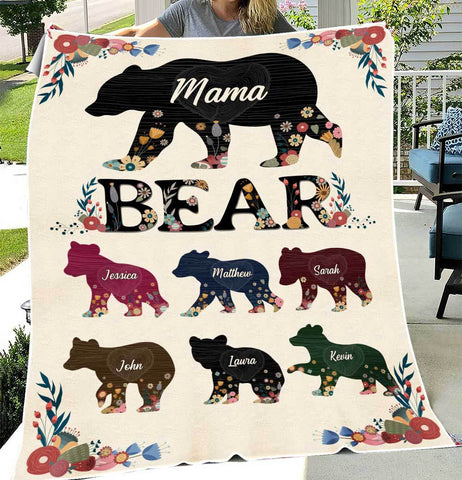 Mama Bear - Personalized Blanket - Best Gift For Mom, For Birthday