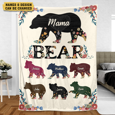 Mama Bear - Personalized Blanket - Best Gift For Mom, For Birthday