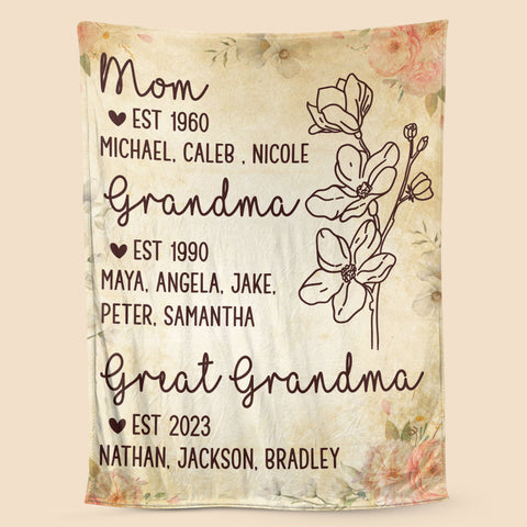 Mom, Grandma, Great Grandma - Personalized Blanket - Best Gift For Mother, Grandma