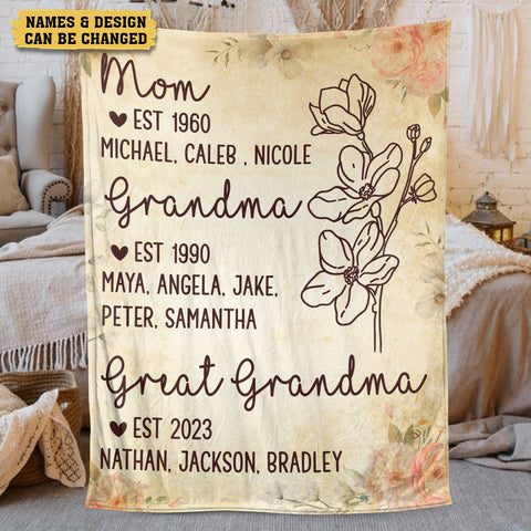 Mom, Grandma, Great Grandma - Personalized Blanket - Best Gift For Mother, Grandma
