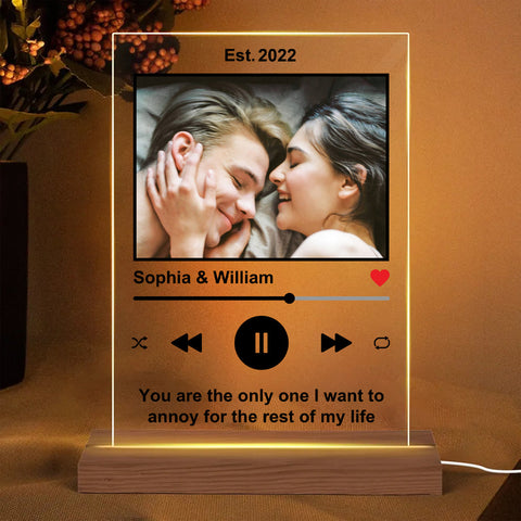 Personalized Love Song Acrylic Plaque LED Lamp - Best Gift For Couple