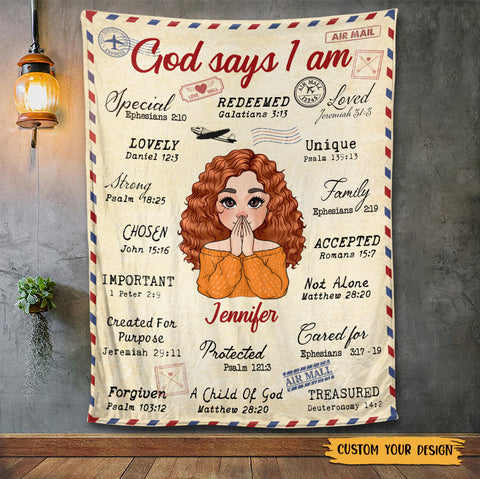 God Says I Am Letter - Personalized Blanket - Meaningful Gift For Birthday