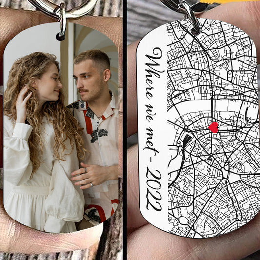 Personalized Special Place Map Photo Keychain - Gift for Valentine's Day