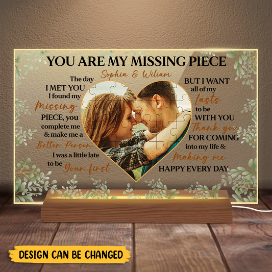 Personalized You Are My Missing Piece Love Acrylic LED Lamp
