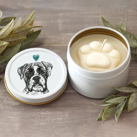 Boxer Paw Print Soy Candle - Dog Lover Gift