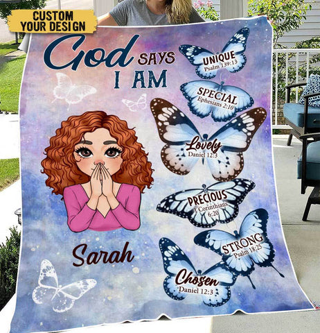 God Says I Am Butterfly - Personalized Blanket - Meaningful Gift For Birthday