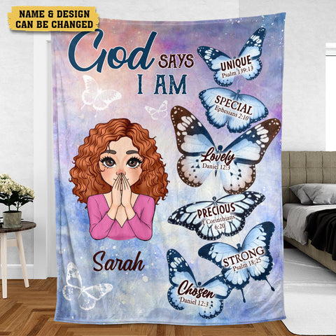 God Says I Am Butterfly - Personalized Blanket - Meaningful Gift For Birthday