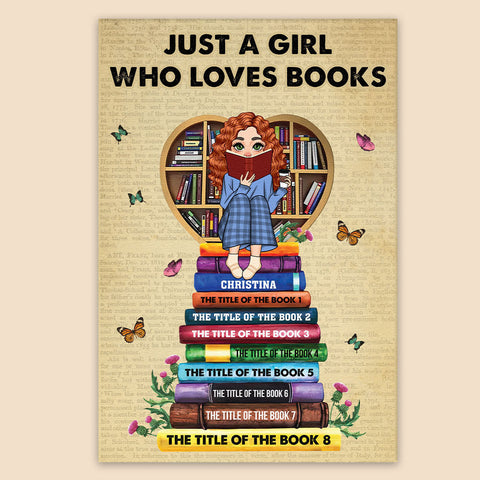 Just A Girl, A Boy Who Loves Books - Personalized Poster/Canvas - Best Gift For Book Lover, For Birthday