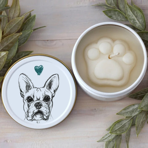 French Bulldog Paw Print Soy Candle - Dog Lover Gift