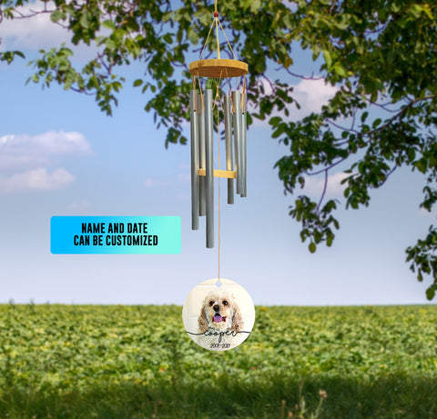Personalized Pet Memorial Wind Chime with Photo - Pet Loss Gifts