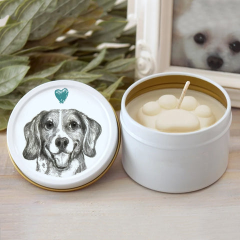 Beagle Paw Print Soy Candle - Dog Lover Gift