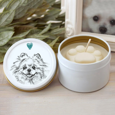 Pomeranian Paw Print Soy Candle - Dog Lover Gift