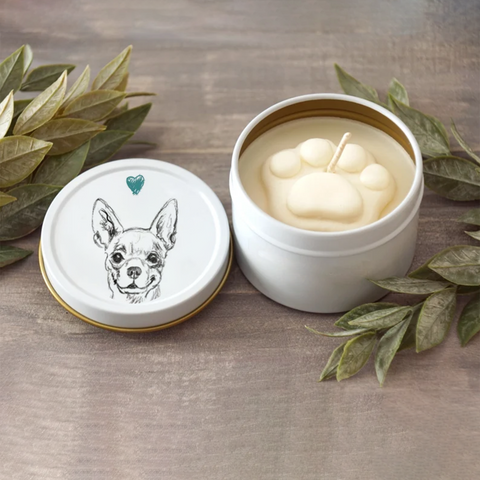 Chihuahua Paw Print Soy Candle - Dog Lover Gift