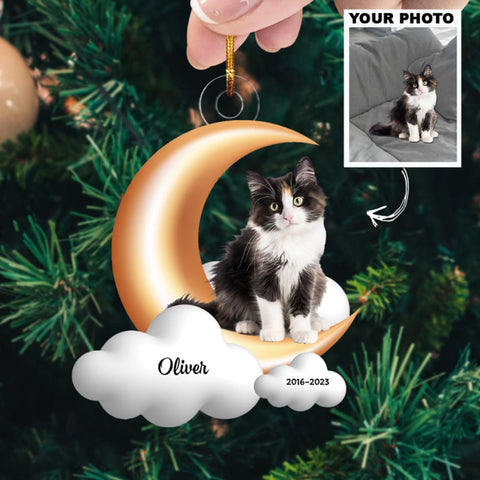 Custom Pet Photo Ornament, Pet Memorial Ornament, Pet Lost Gift | Pet Moon