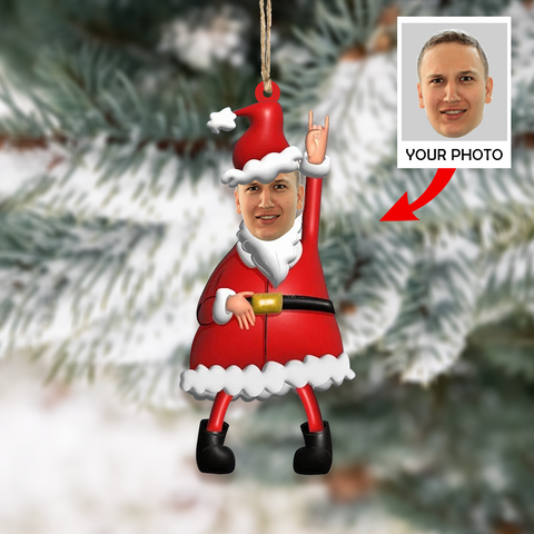 Custom Funny Photo Ornament - Personalized Photo Mica Ornament - Christmas Gift For Friends, Family| Santa