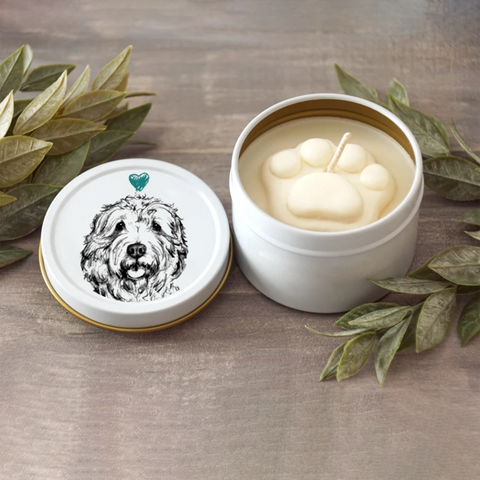 Goldendoodle Paw Print Soy Candle - Dog Lover Gift