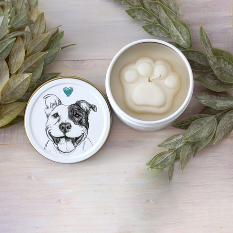 Pit Bull Paw Print Soy Candle - Dog Lover Gift