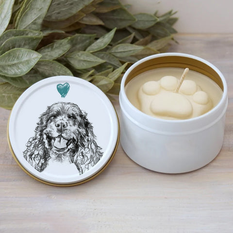 Cocker Spaniel Paw Print Soy Candle - Dog Lover Gift