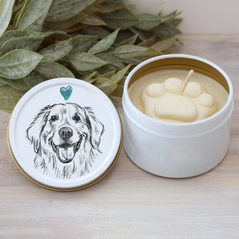 Golden Retriever Paw Print Soy Candle - Dog Lover Gift
