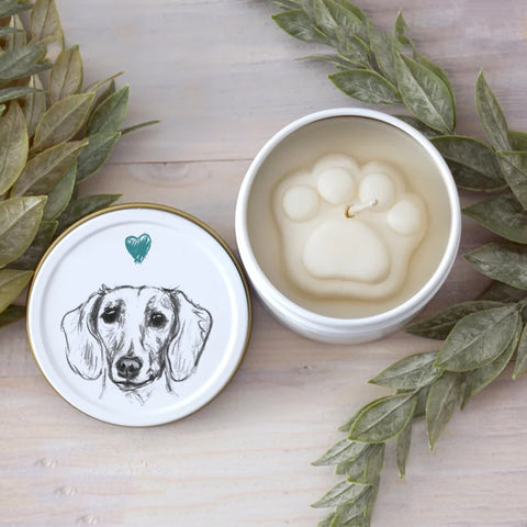 Dachshund Paw Print Soy Candle - Dog Lover Gift