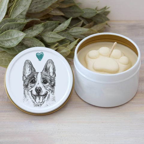 Corgi Paw Print Soy Candle - Dog Lover Gift